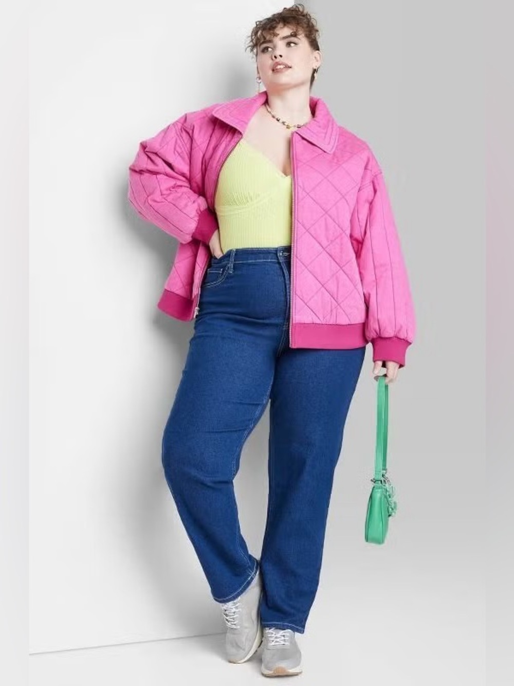 Wild Fable Pink Quilted Bomber Jacket Cropped XXL